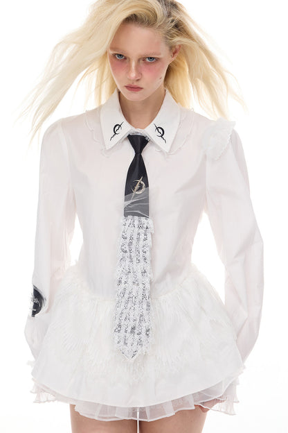 Unisex Y2K Punk Lace Tie Shirt