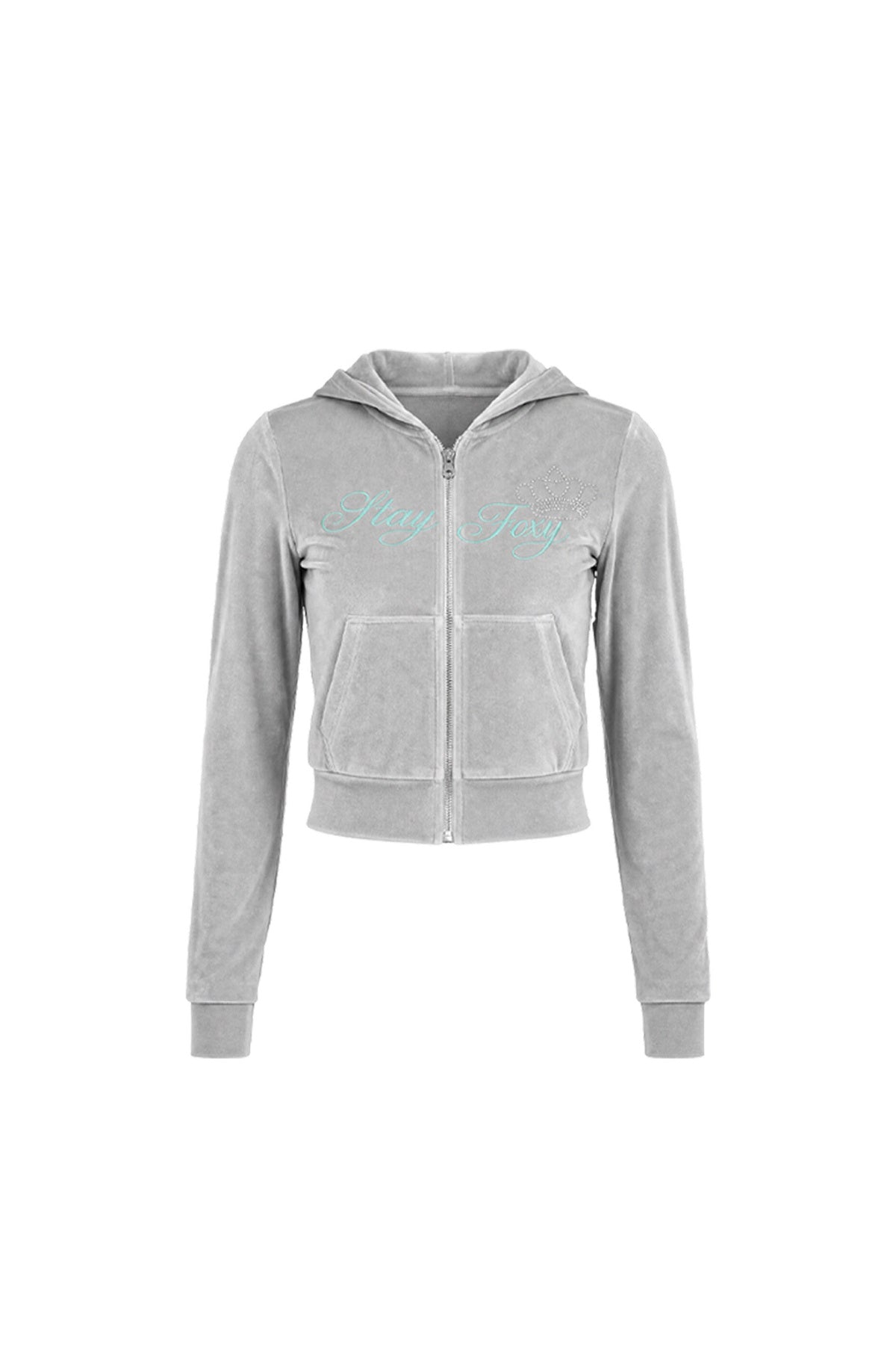 Glossy Velvet Hooded Tracksuit Set-Up