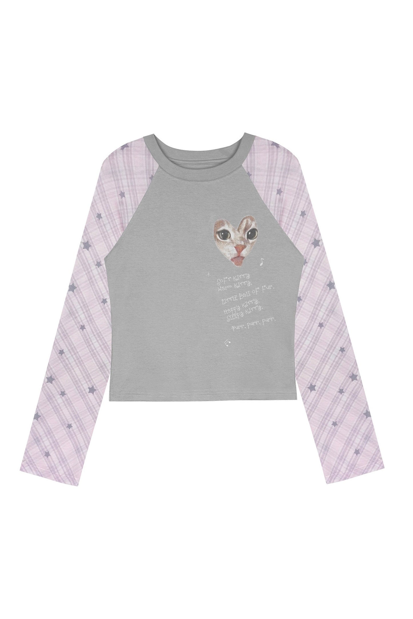 Cat Print Raglan T-Shirt