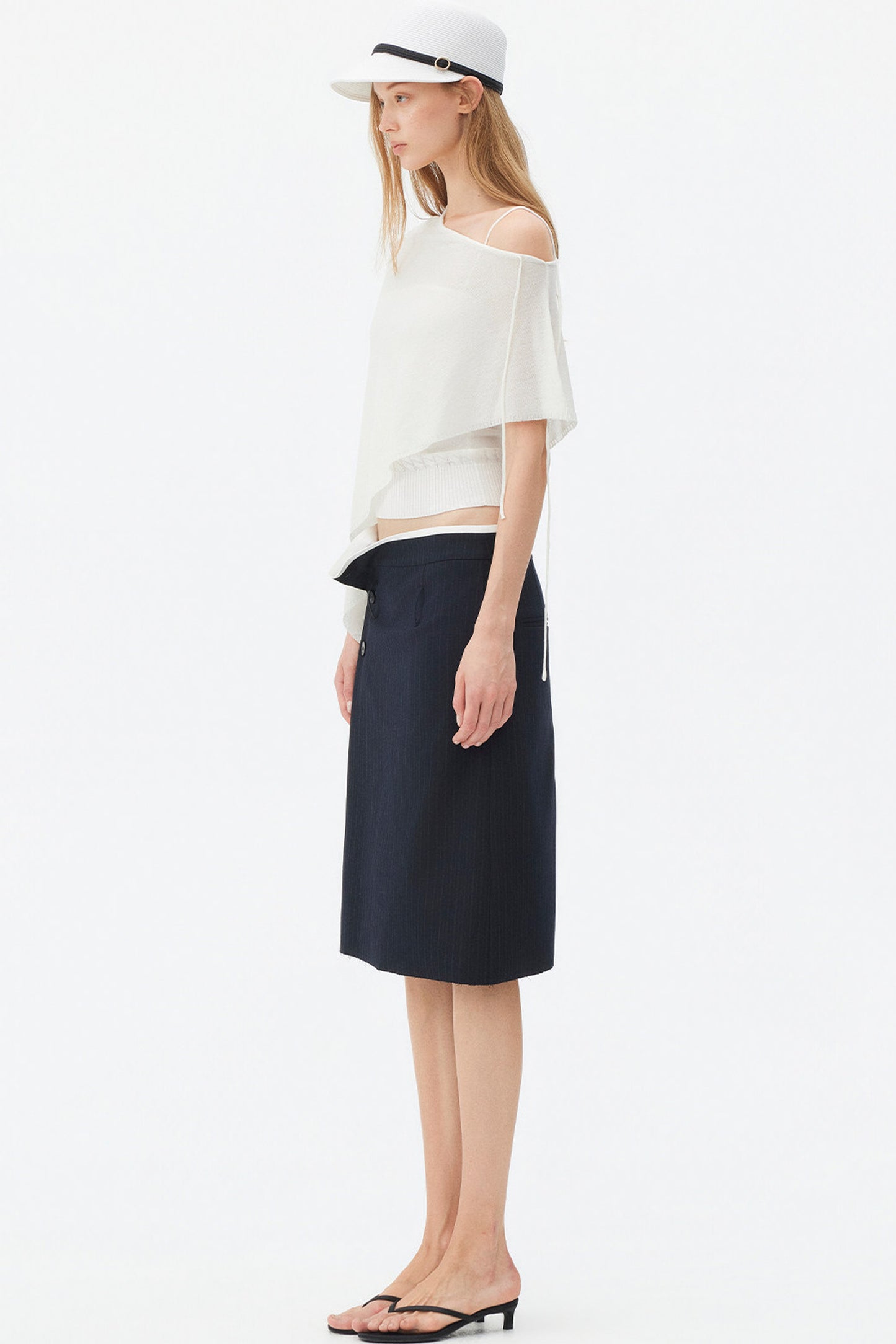 Irregular Linen Asymmetrical Cape Set-Up
