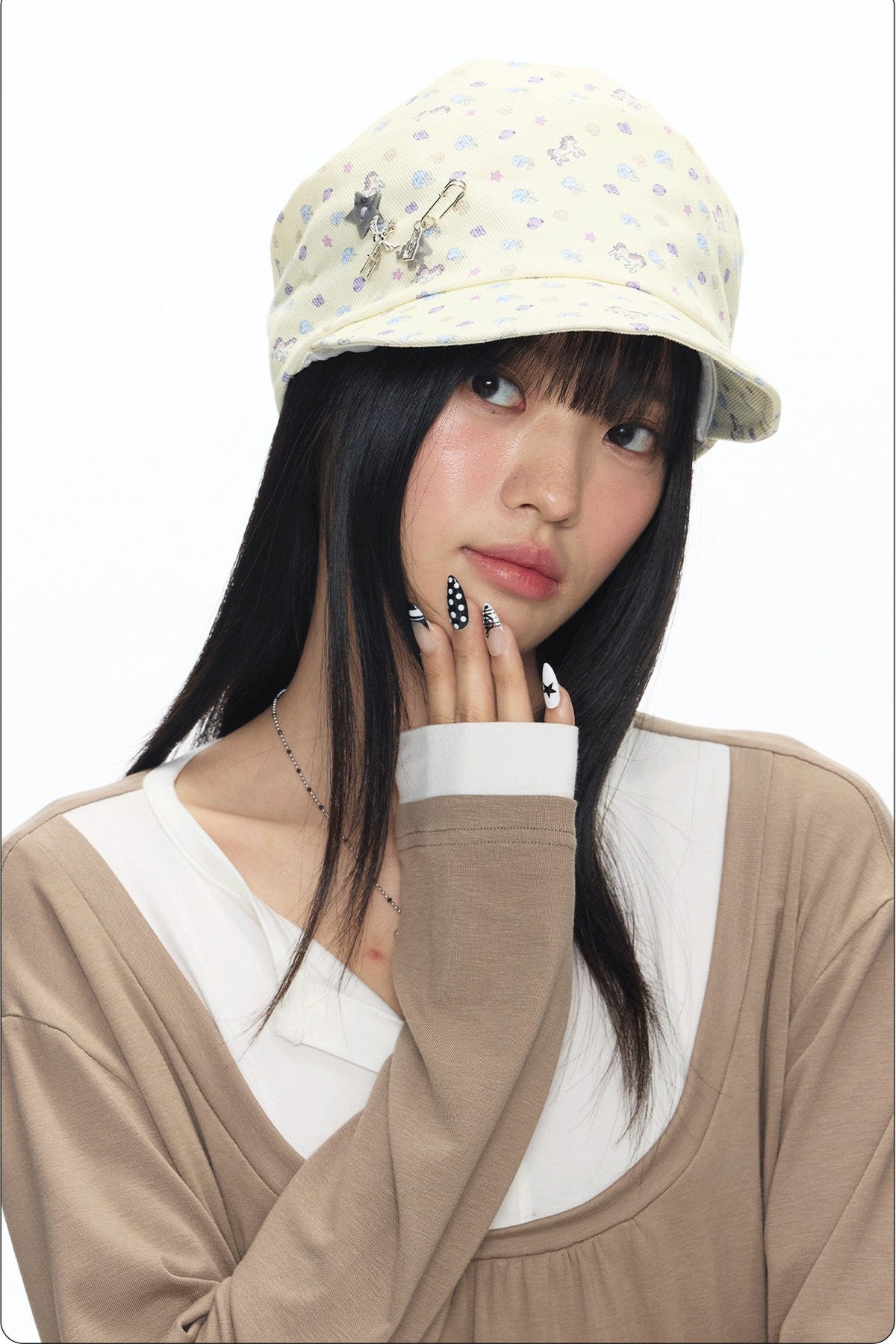 Floral Denim Slouchy Cap