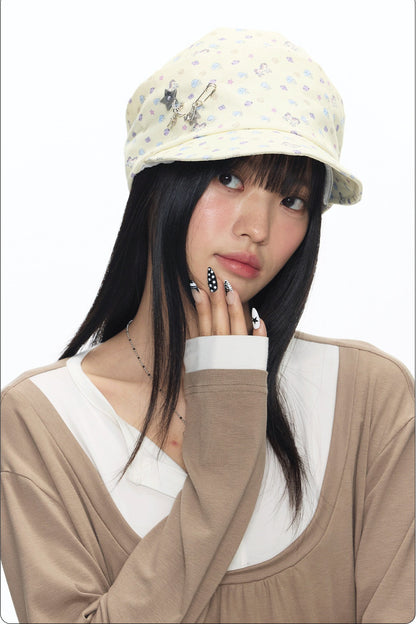 Floral Denim Slouchy Cap