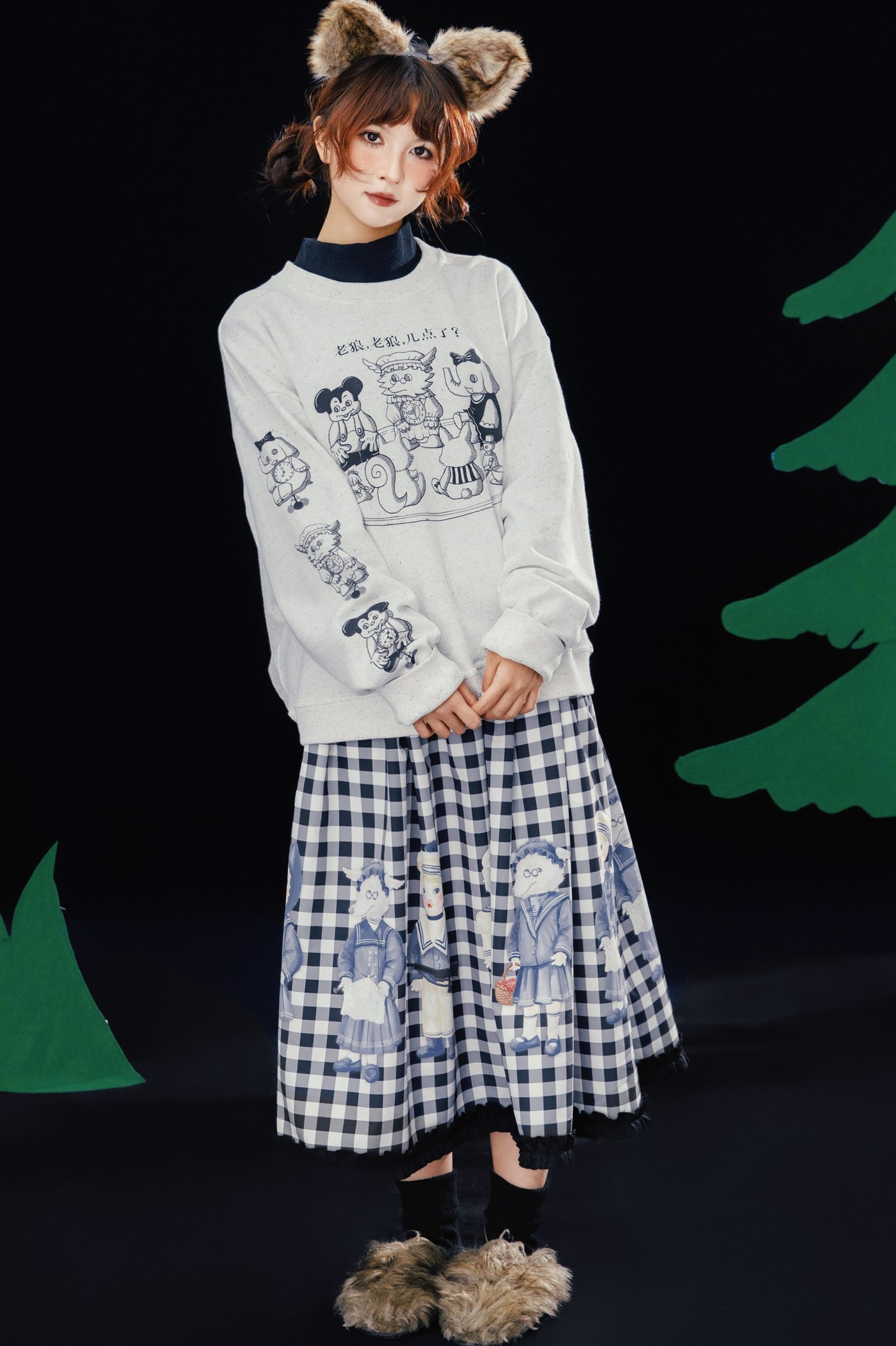 Old Wolf Asymmetrical Gray Speckled Sweatshirt
