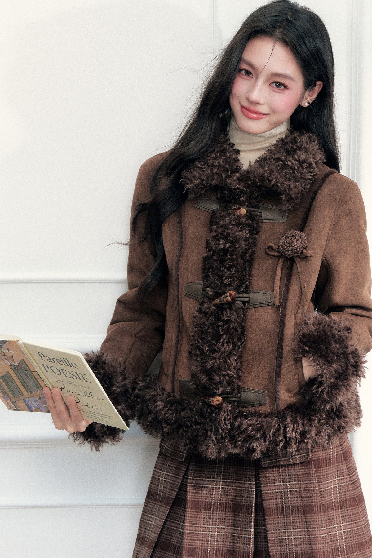 Vintage Suede Faux Fur Toggle Jacket