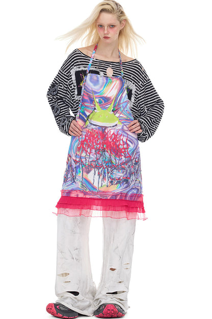 Horned Frog Lace-Up Rivet Lace Apron