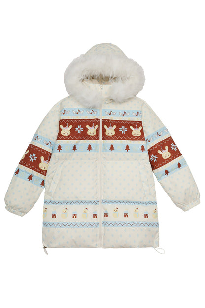 Fair Isle Hooded Down Jacket