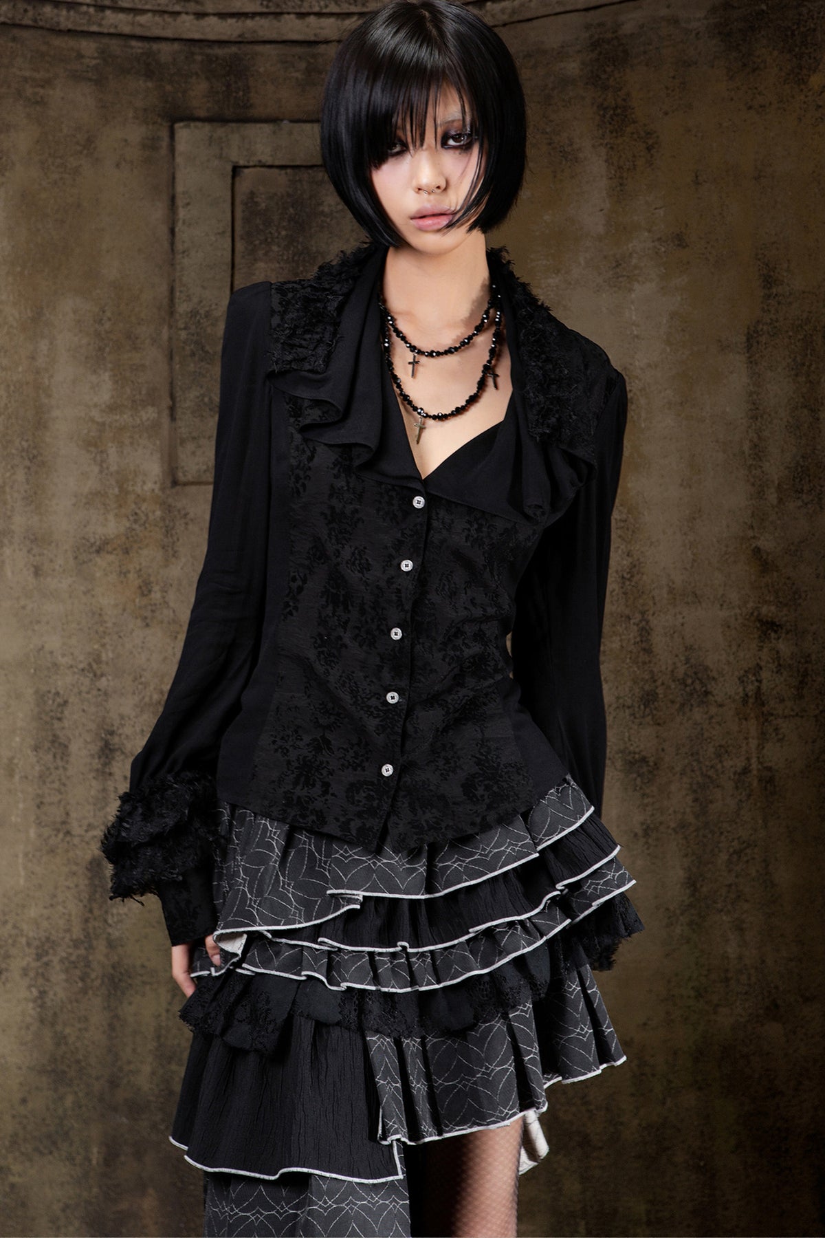 Layered Collar Chiffon Shirt