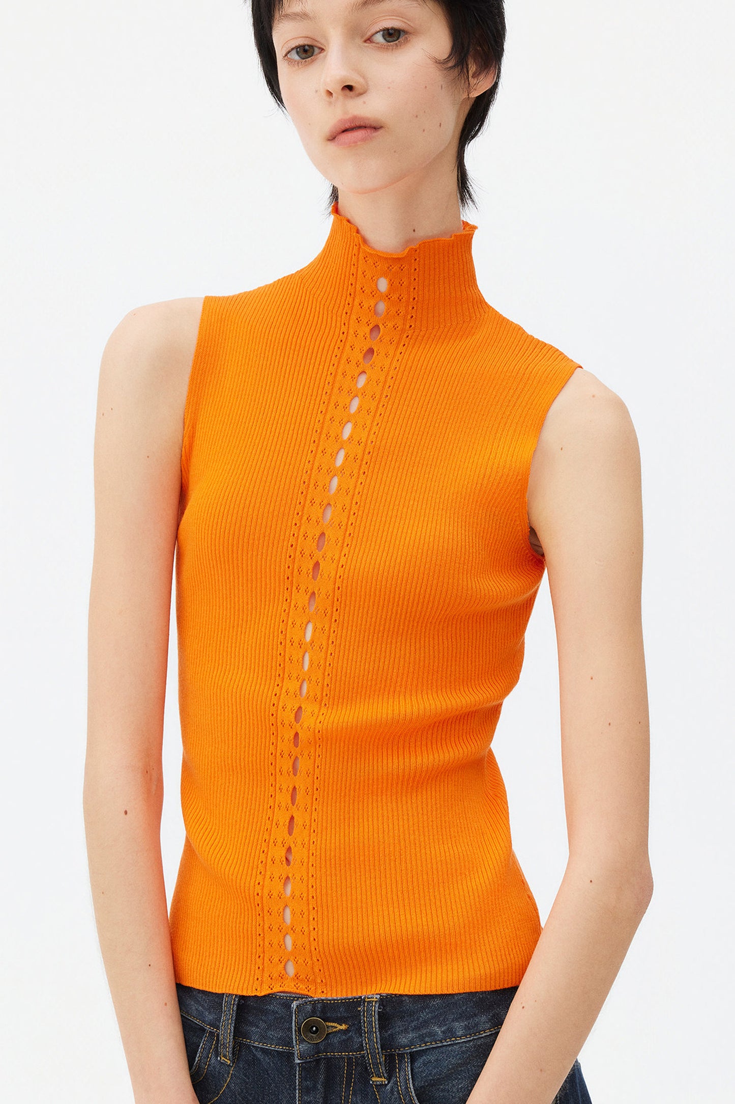 Gilet in maglia a coste in lyocell