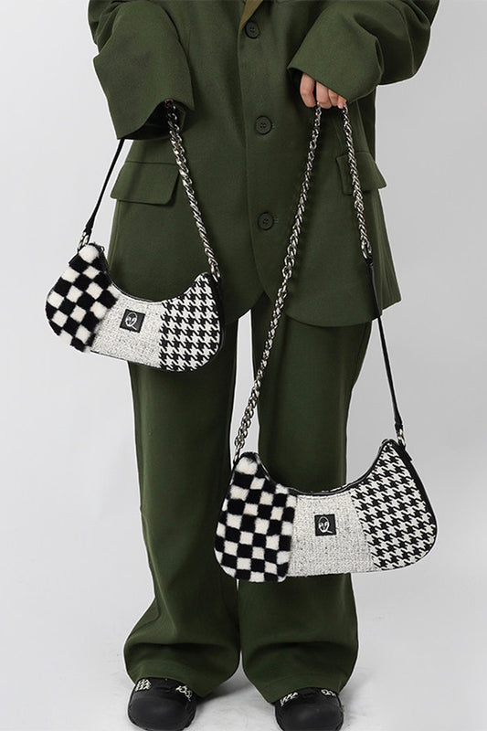 Wild Retro Color-Block Fur Bag
