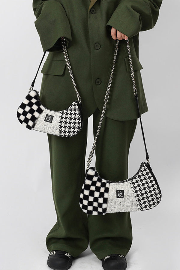Wild Retro Color-Block Fur Bag