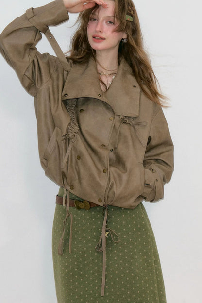 Punk Style Brown Leather Jacket