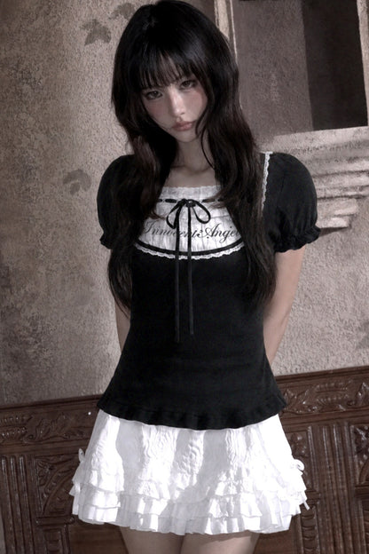 Angel Banquet Rhinestone Layered-Look Blouse
