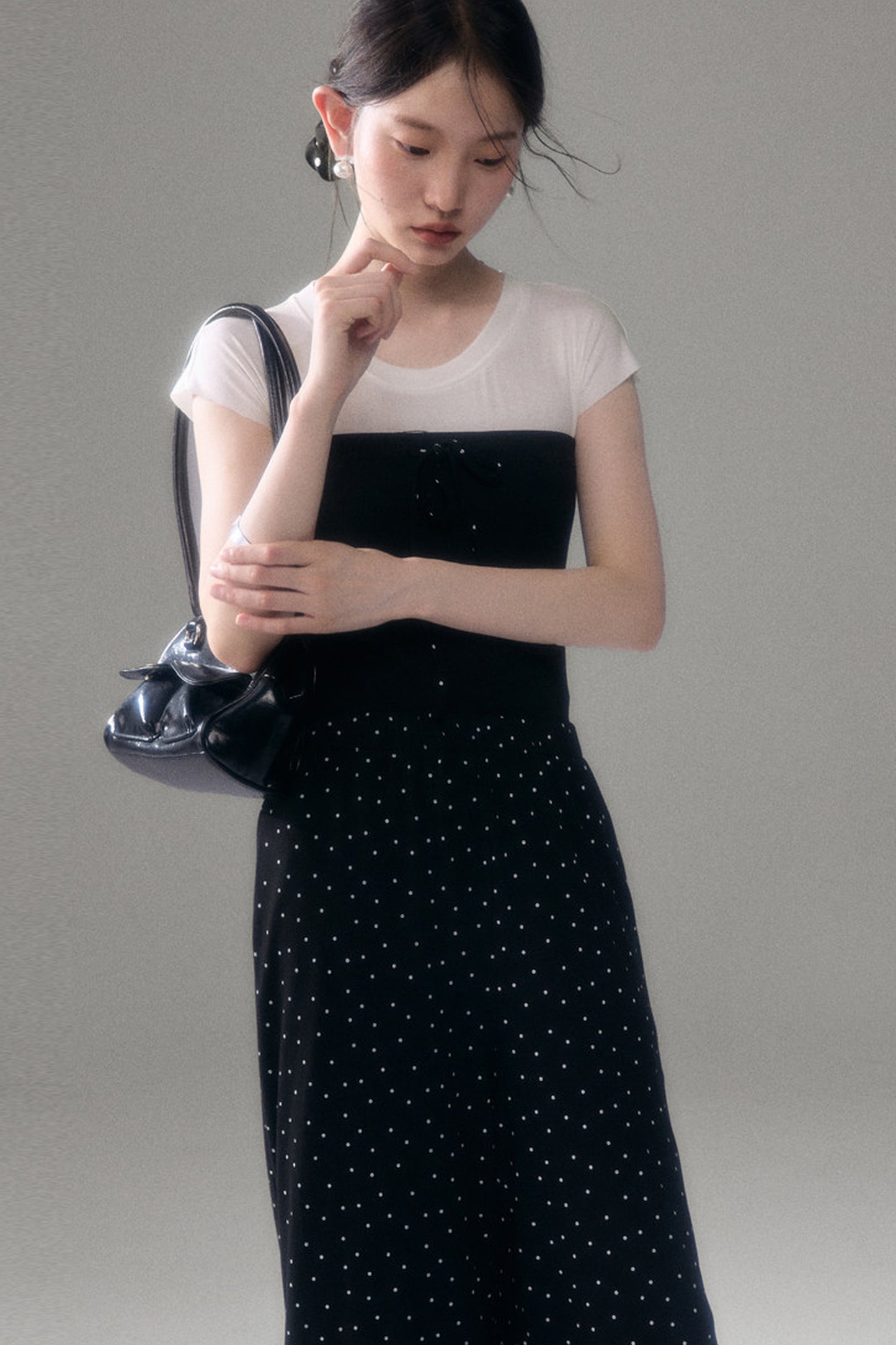 Retro Polka Dot Foldable Strapless Wide Leg Trousers