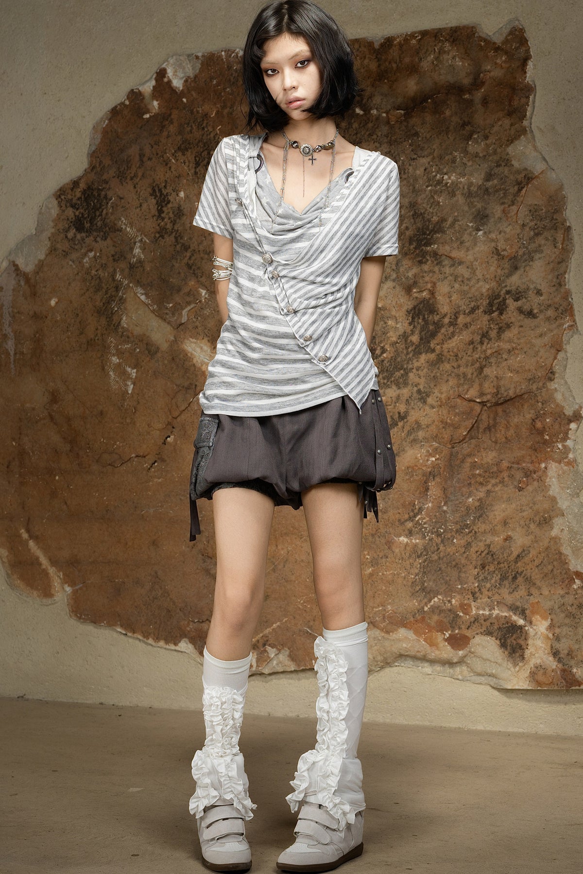Asymmetrical Striped Knit Top