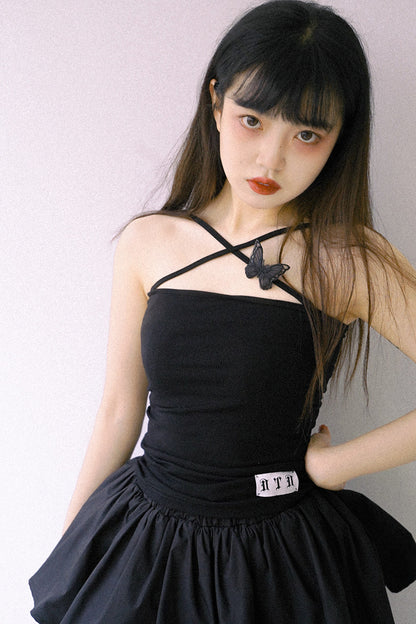 Butterfly Cross Strap Knit Camisole