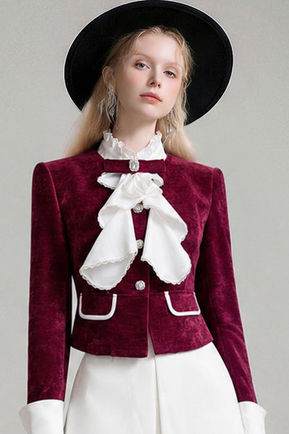 Ruffle Collar Folded Sleeve Jacket