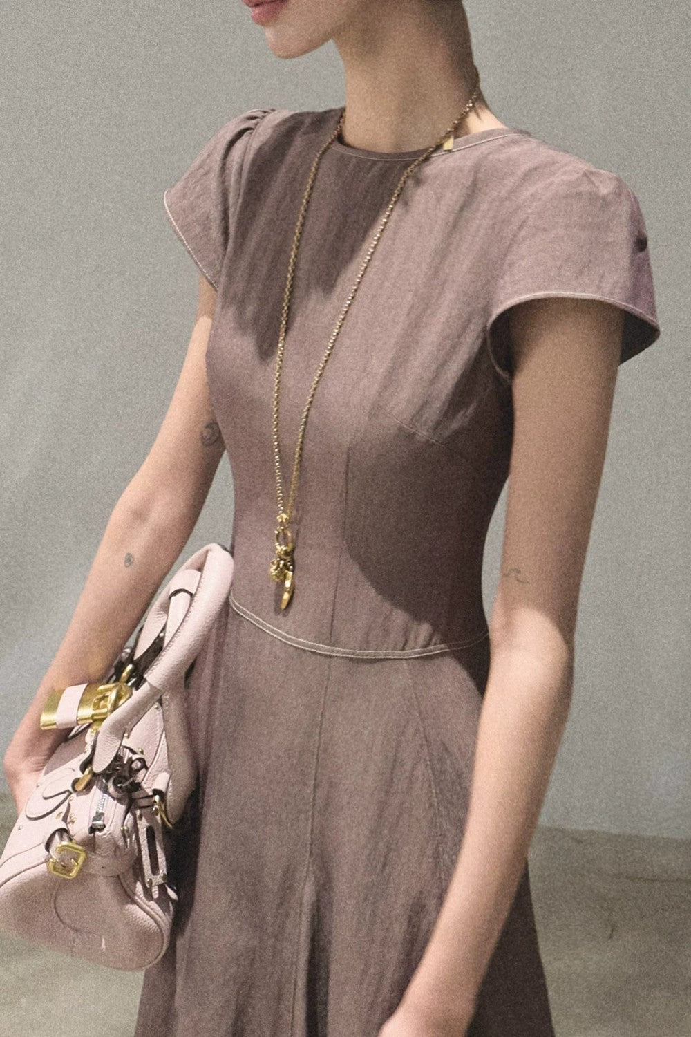 Asymmetrical Color Block Denim Dress