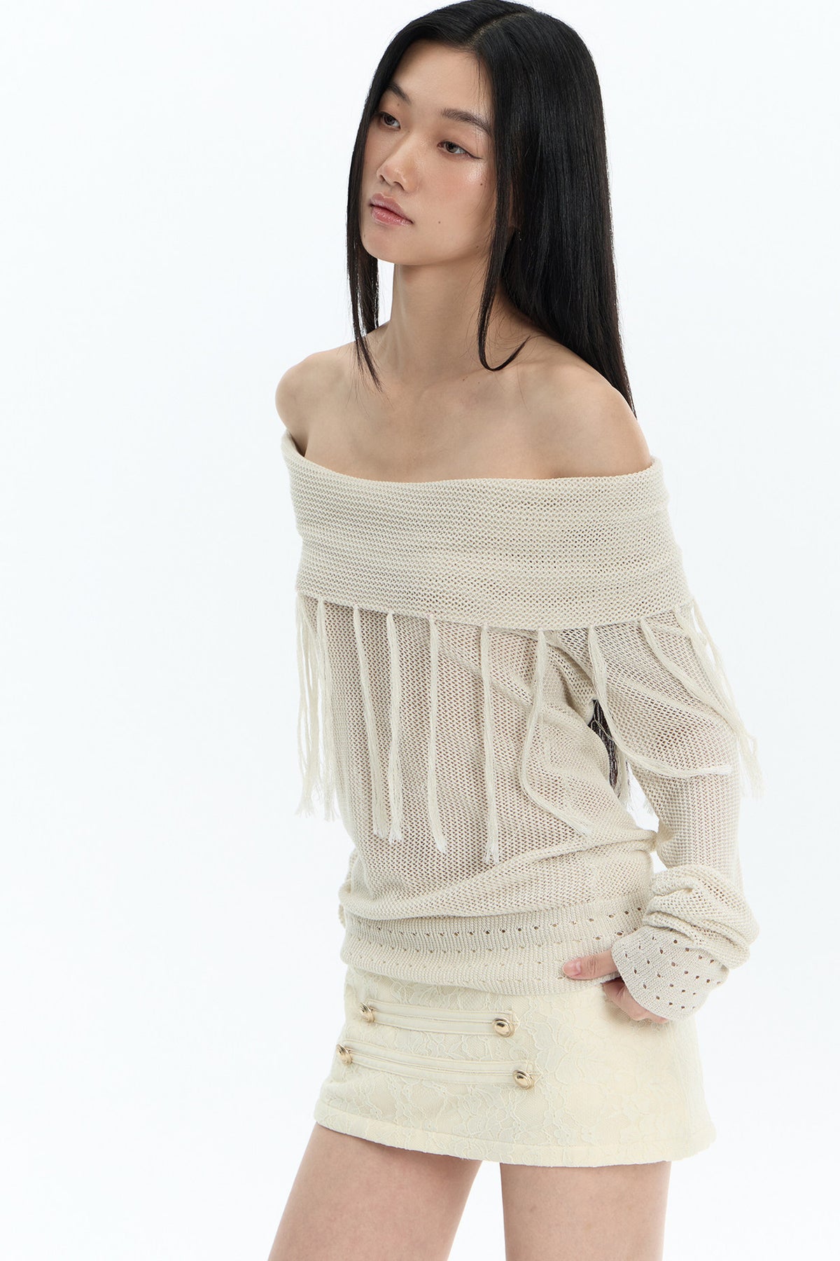 Modal Hollow-Out Tassel Knit Top