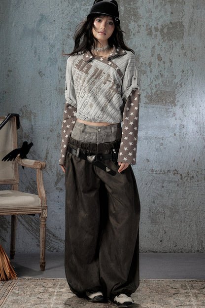 Double-Waist Belted Pants