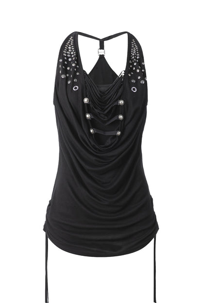 Pleated Rhinestone Halter Top