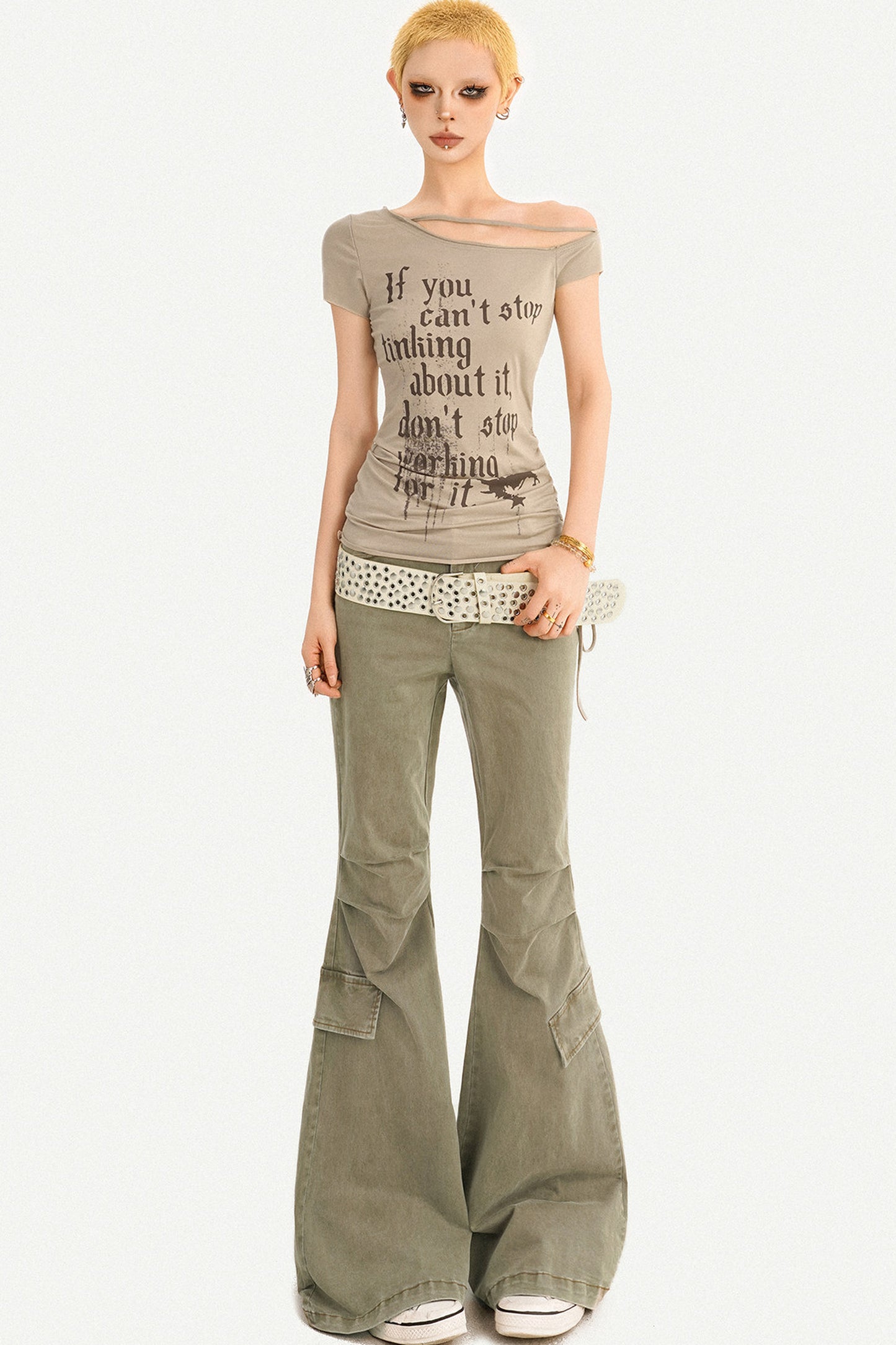 Retro Distressed Flared Denim Pants