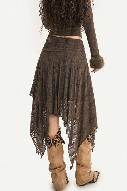Irregular Layered Lace Skirt