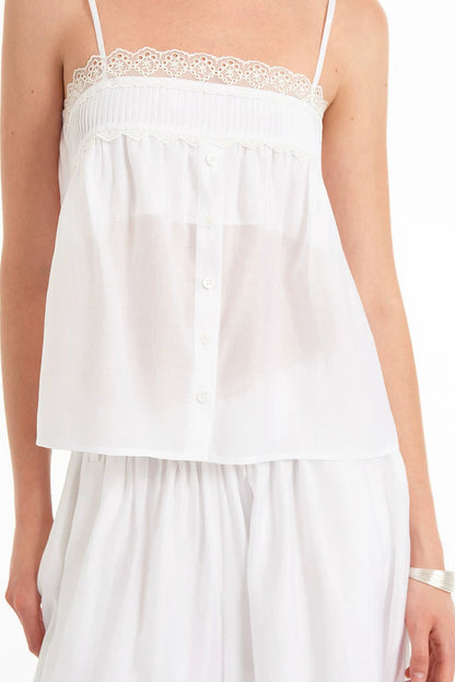 Tencel Lace-Trimmed Camisole Top Set-Up