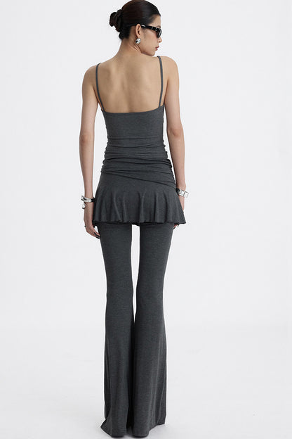 Faux Two-Piece Lyocell Flared Pants Set-Up