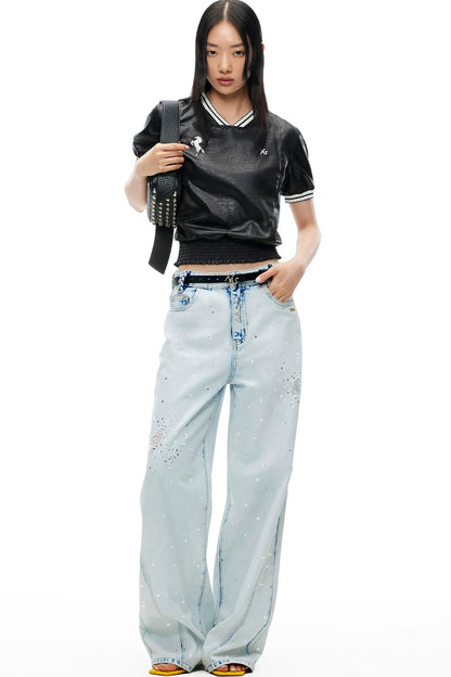 Textured Satin Embroidered Tee