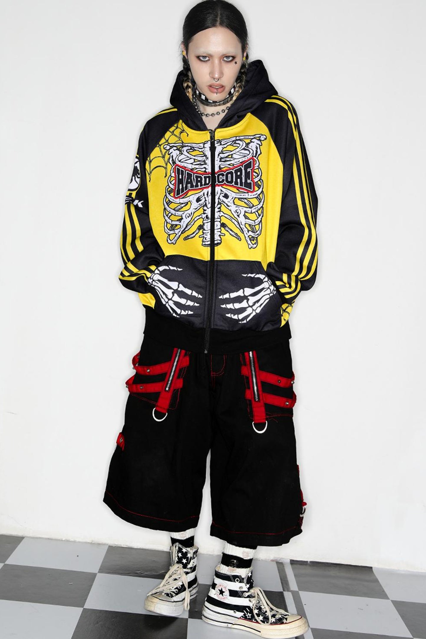 Skeleton Ribcage Hooded Zipper Jacket