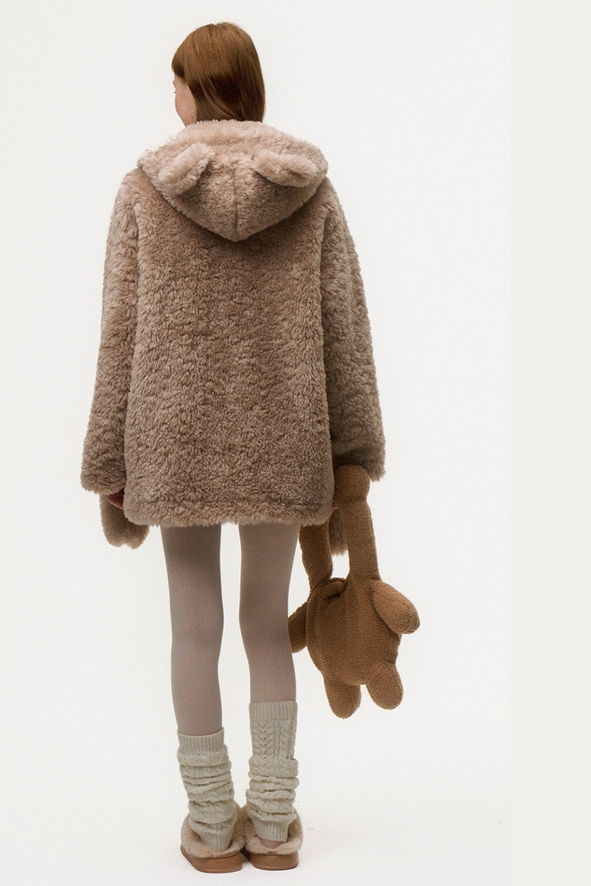 Hooded Bear Ear Fur Coat