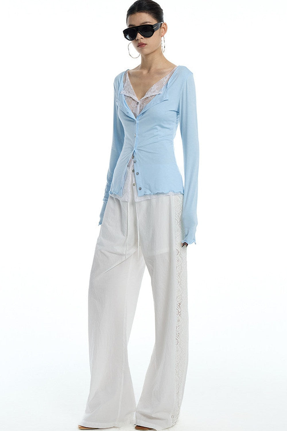 Lace Ruffle Two-Piece Cardigan