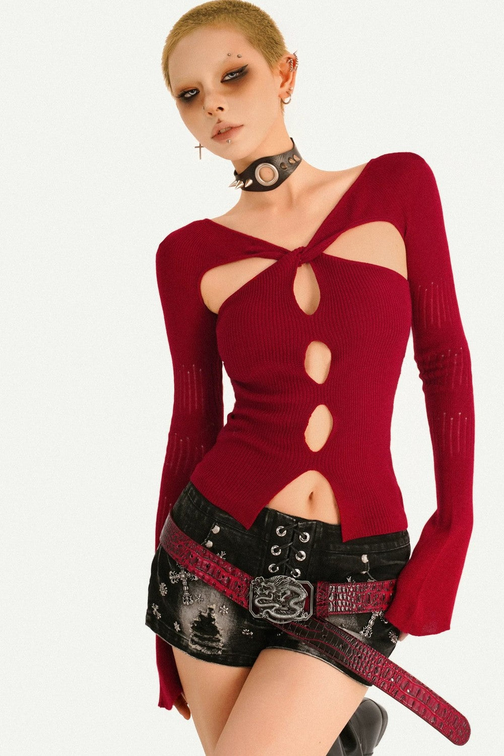 Twisted Hollow Knit Sweater