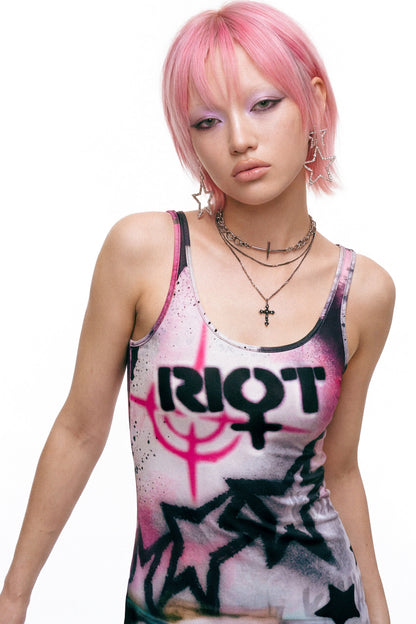 Punk Graffiti Slim-Fit Dress
