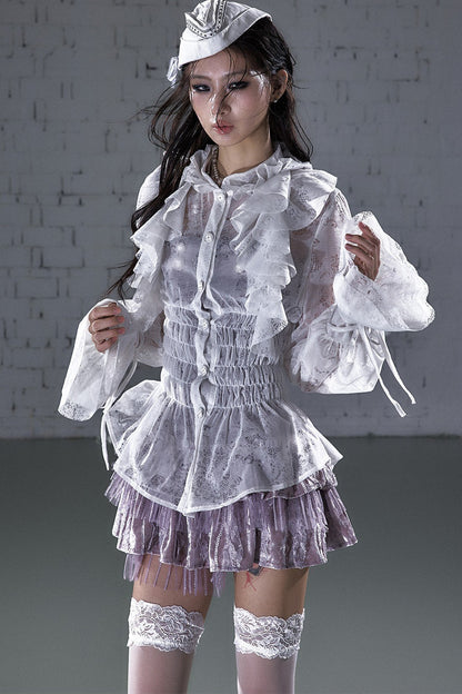 Lace Ruffle Collar Blouse