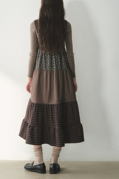 Plaid Floral Patchwork Dress