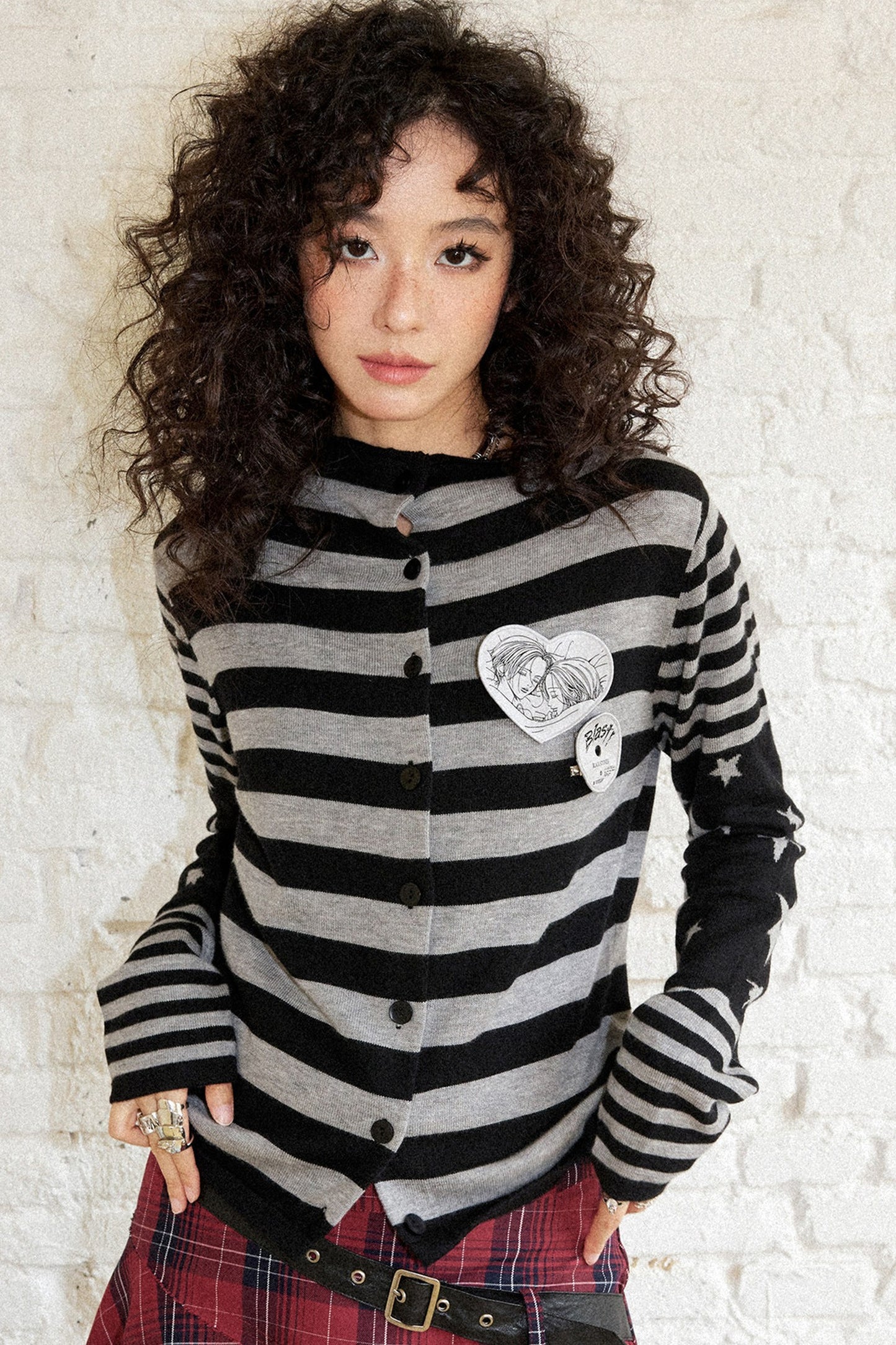 Star Knit Striped Cardigan