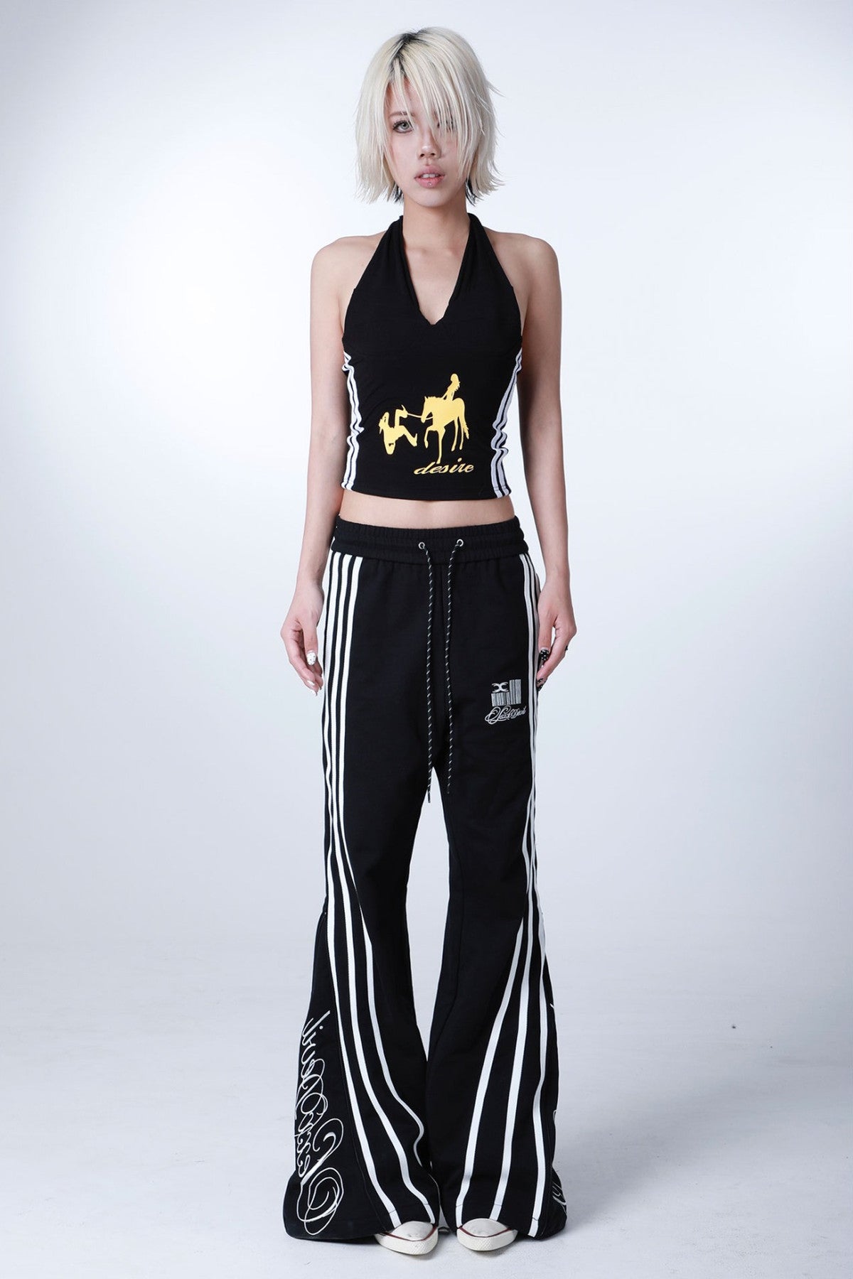 Gold Horse Striped Halter Camisole