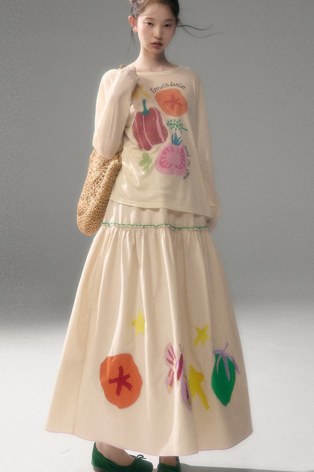 Tencel Butterfly Embroidered Skirt