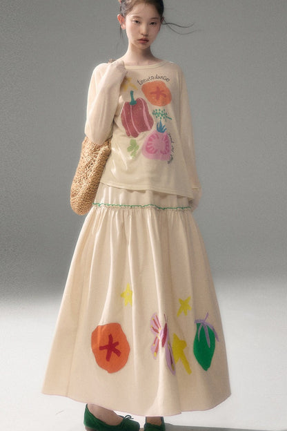 Tencel Butterfly Embroidered Skirt