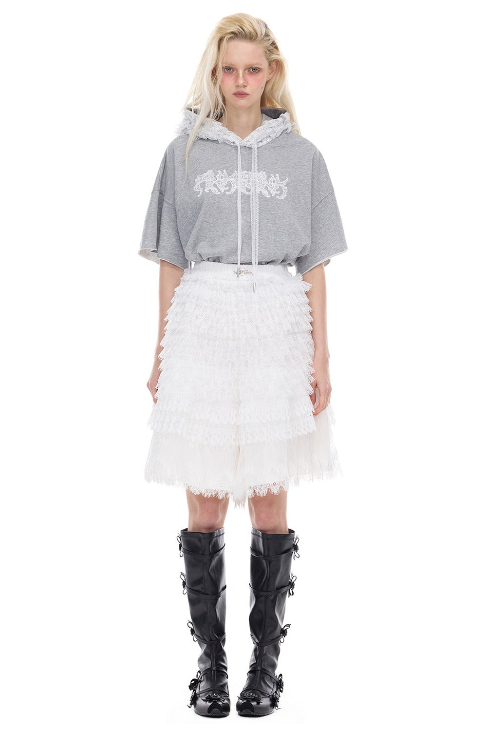 Detachable Layered Patchwork Lace Loose Pants