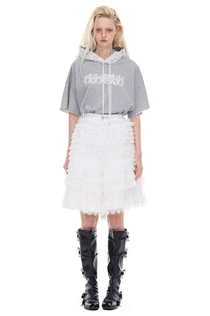Detachable Layered Patchwork Lace Loose Pants