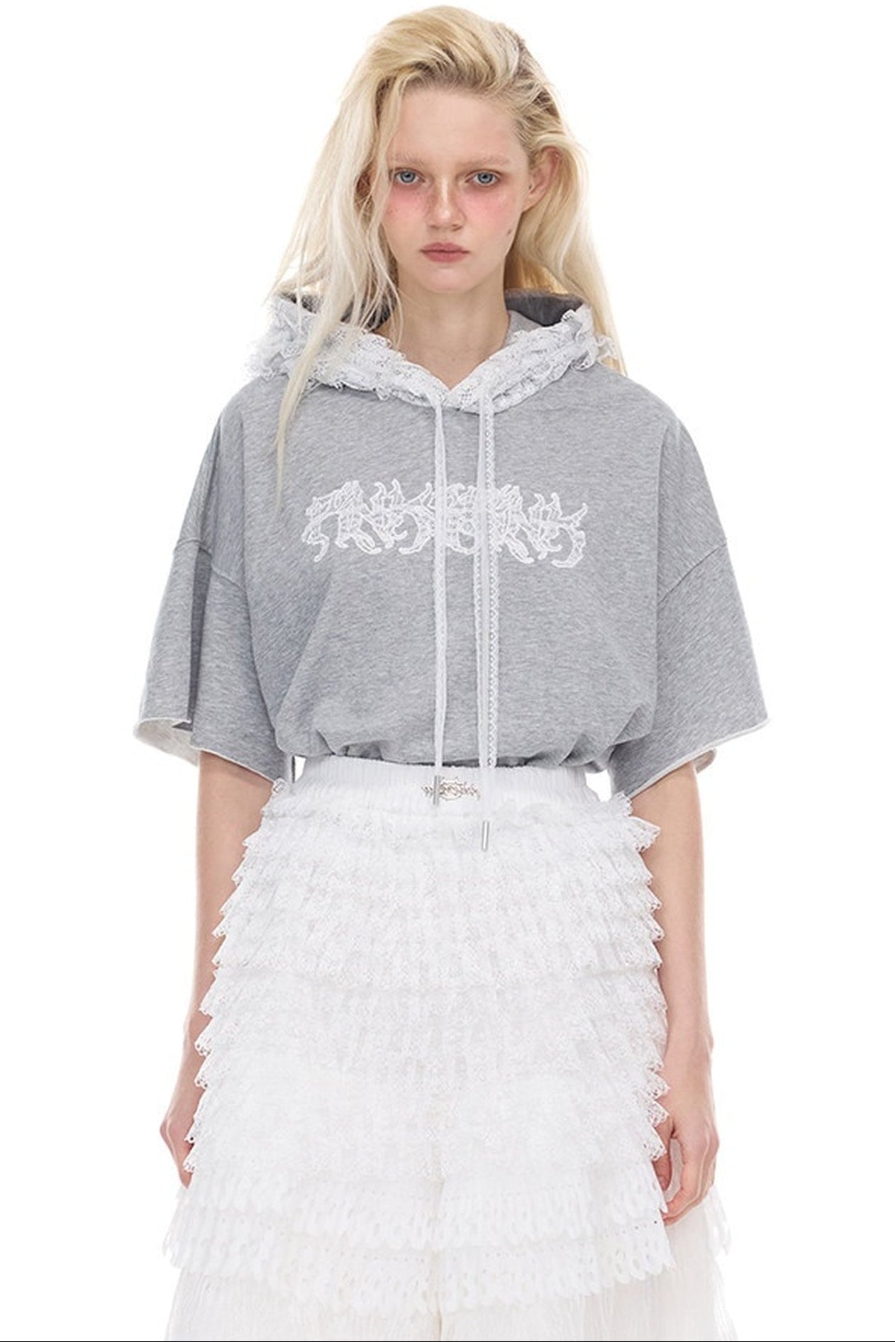 Lace Collar Hoodie T-Shirt