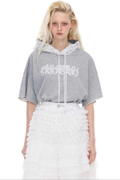 Lace Collar Hoodie T-Shirt
