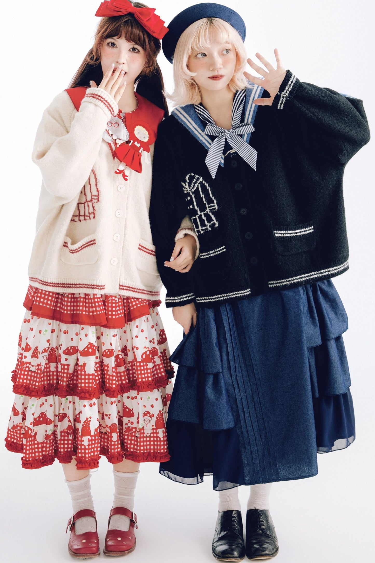 Scissors Pattern Sailor Collar Knit Cardigan