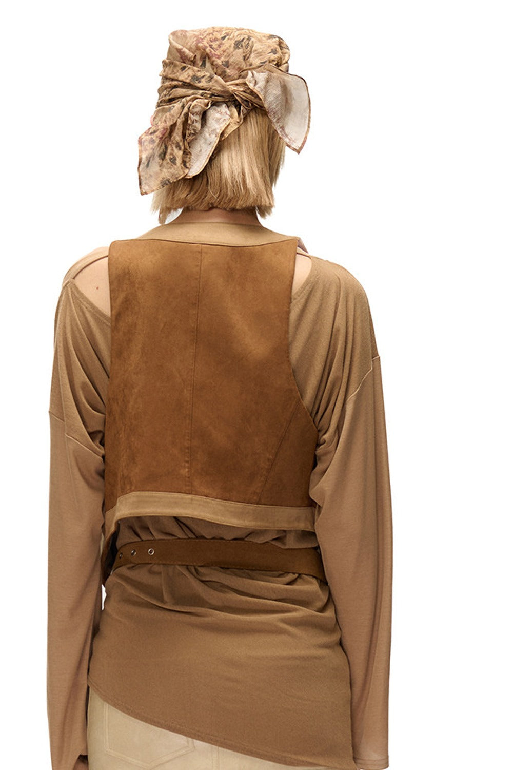 Faux Suede Patchwork Vest