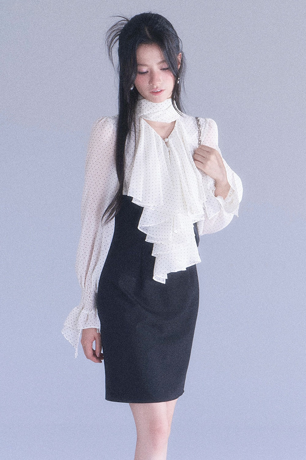 Polka High-Waisted Fishtail Dress
