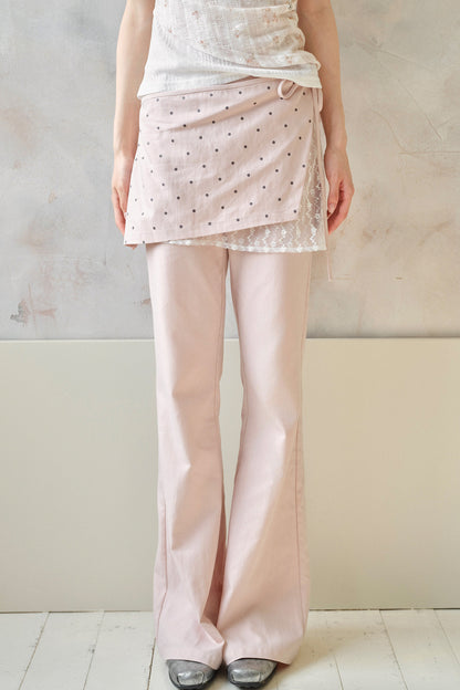 Pink Polka Dot Lace Flare Pants
