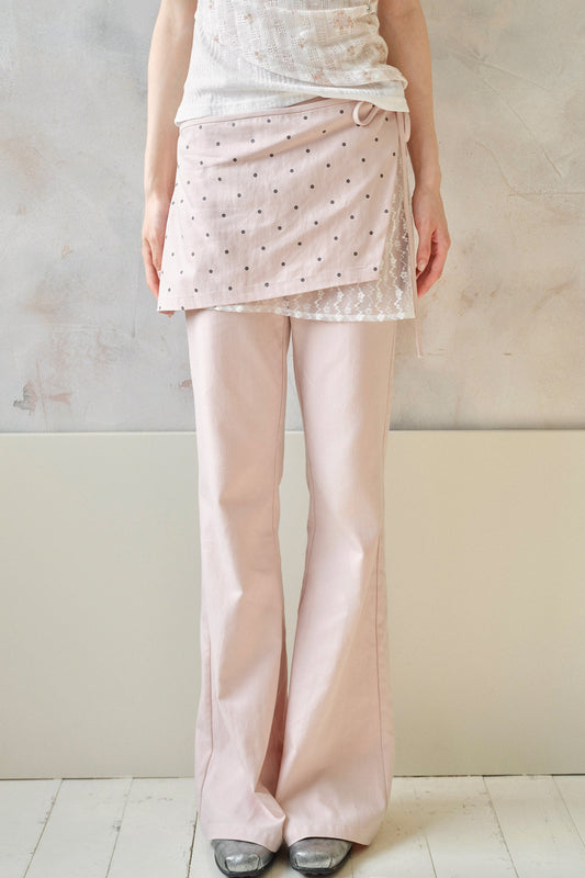 Pink Polka Dot Lace Flare Pants