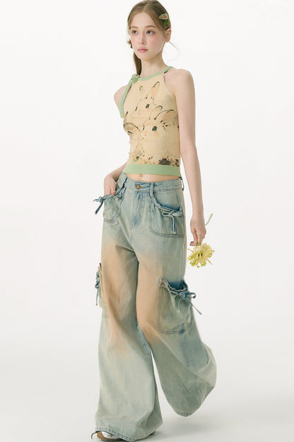 Rabbit Shadow Knitted Halter Top